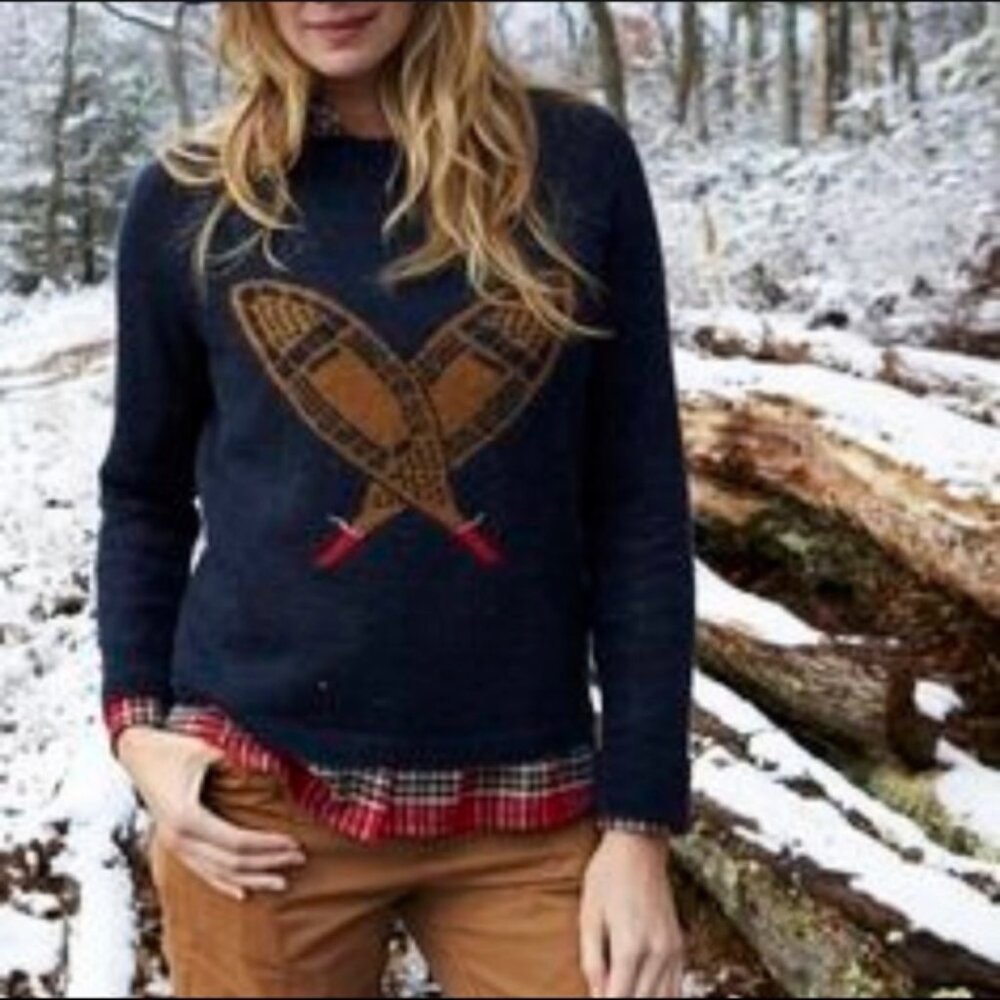 Woolrich Mohair Blend Motif Sweater With Snow Shoe Design.